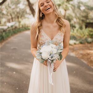 Needle & Thread Cream Floral Emma Ditsy Bodice Cami Embroidered Tulle  Dress